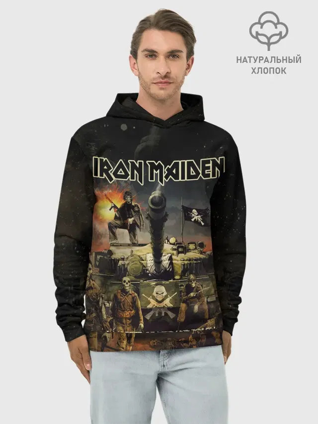 Худи мужской базовый хлопок с принтом «Iron Maiden»
