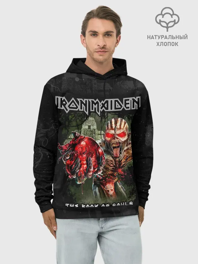 Худи мужской базовый хлопок с принтом «Iron Maiden»