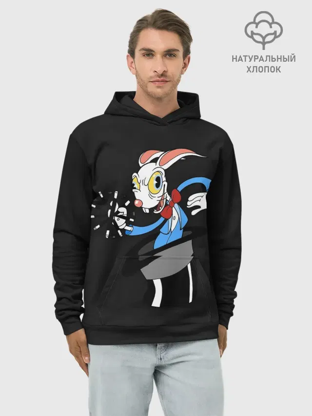 Худи мужской базовый хлопок с принтом «Cuphead - Хопус Покус»