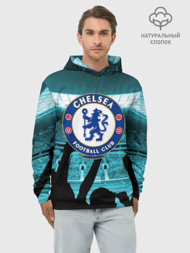 Худи мужской базовый хлопок с принтом «Chelsea Челси»