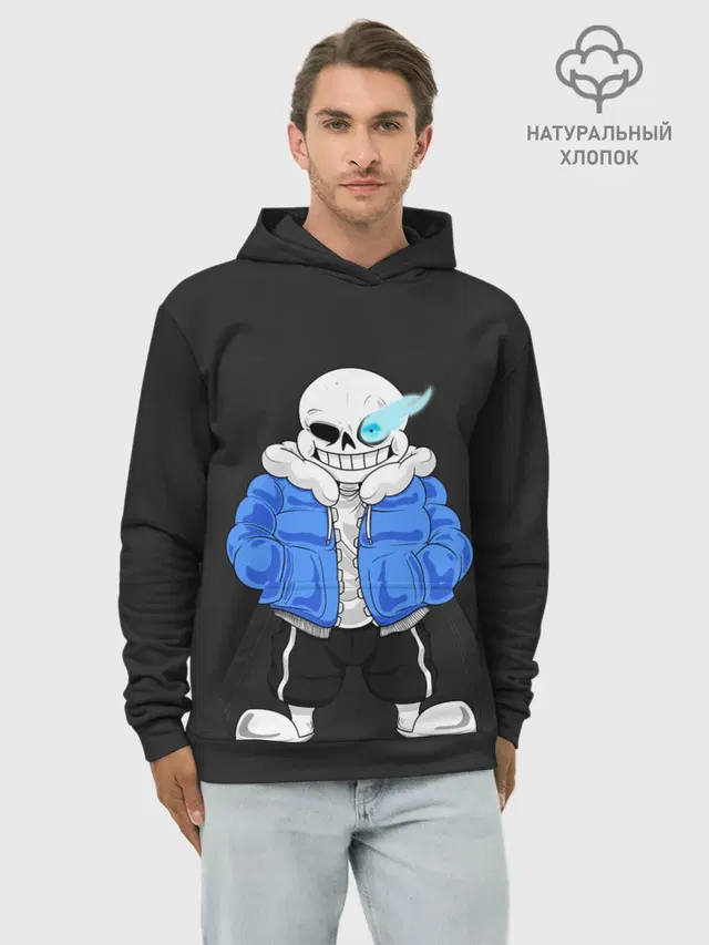 Худи мужской базовый хлопок с принтом «Glowing eye»