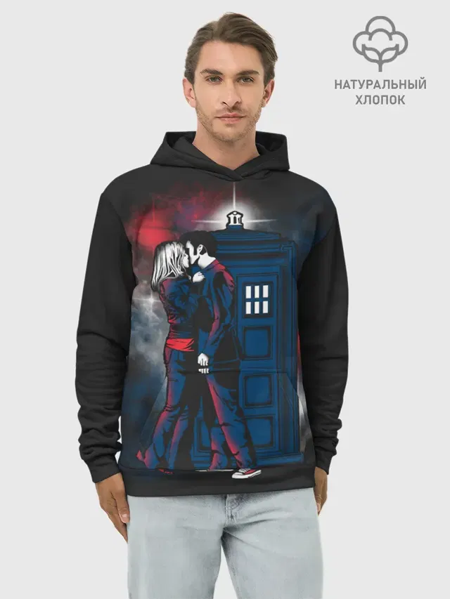 Худи мужской базовый хлопок с принтом «Tardis Тардис»