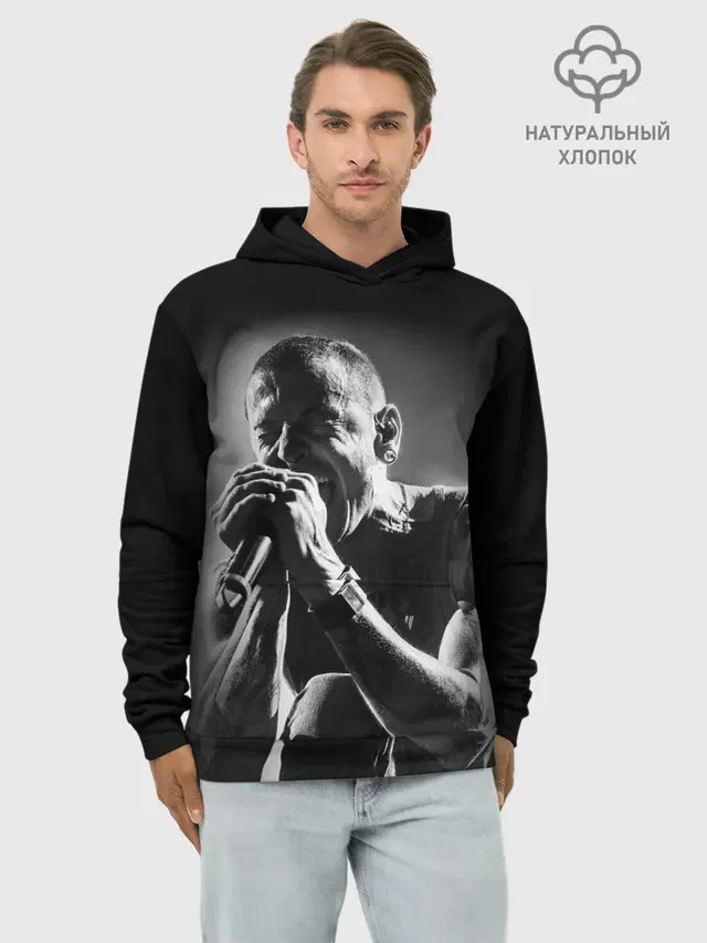 Худи мужской базовый хлопок с принтом «Chester Bennington Linkin Park»