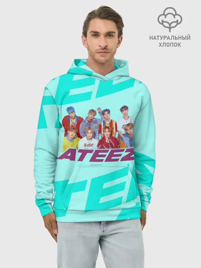 Худи мужской базовый хлопок с принтом «Ateez»