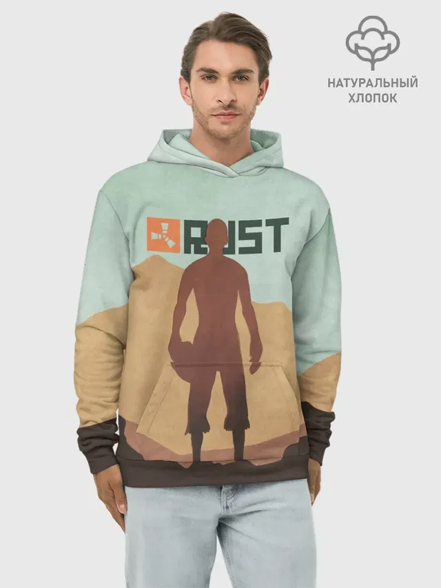 Худи мужской базовый хлопок с принтом «Rust»