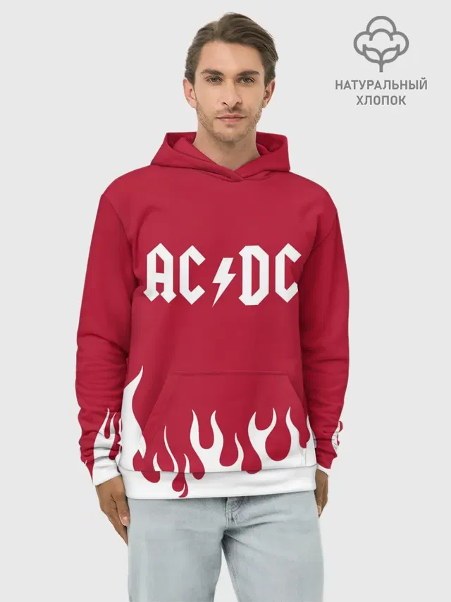 Худи мужской базовый хлопок с принтом «AC/DC»