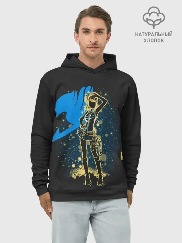 Худи мужской базовый хлопок с принтом «Хвост Феи — bedtime stories»