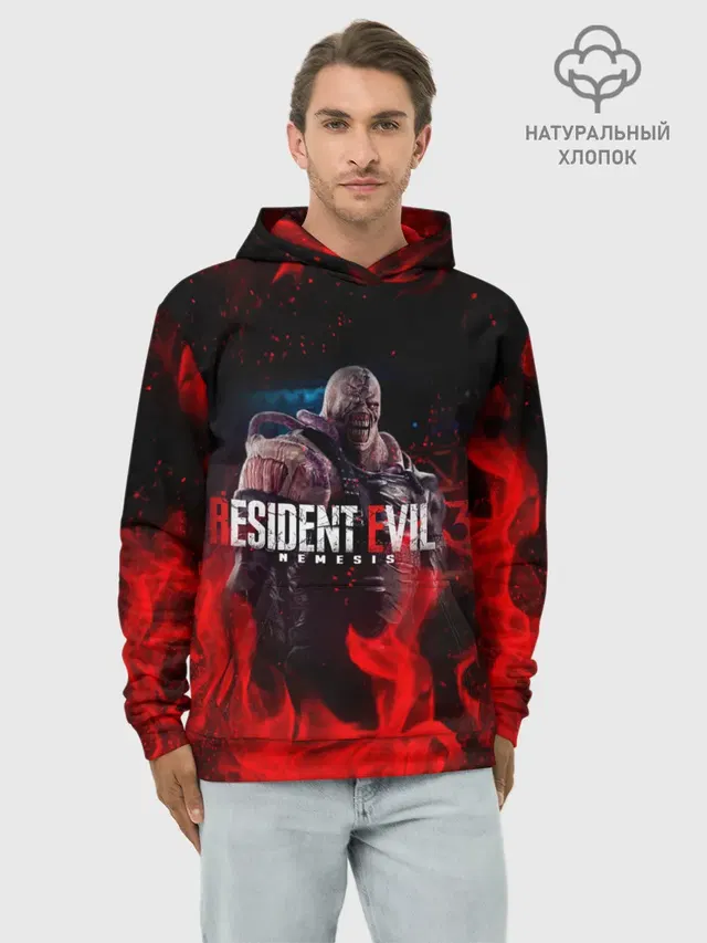 Худи мужской базовый хлопок с принтом «Resident Evil 3»