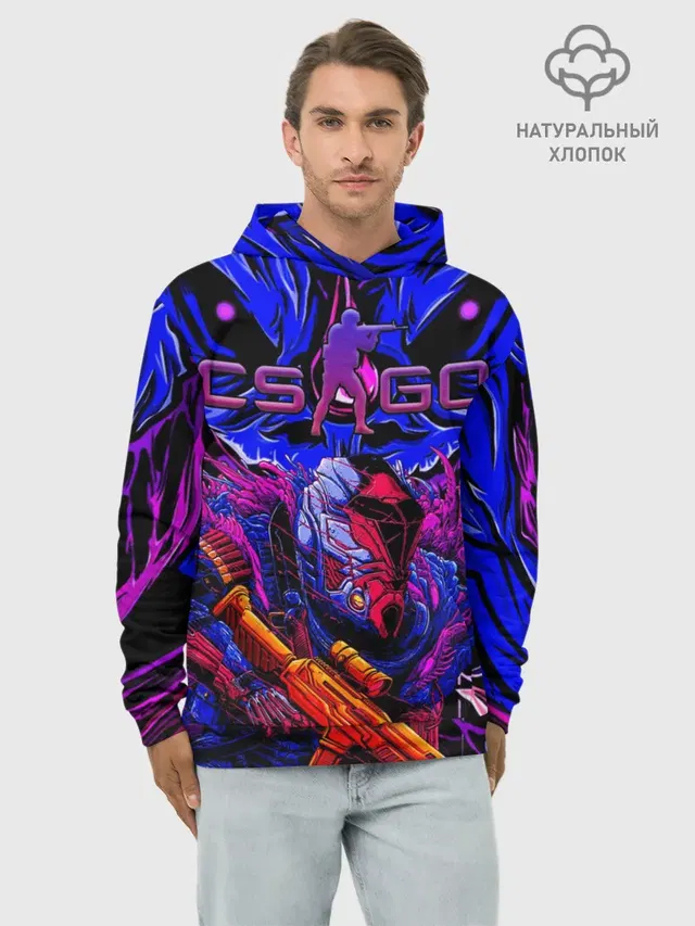 Худи мужской базовый хлопок с принтом «Counter-Strike — CS GO hyper beast IMBAskin»