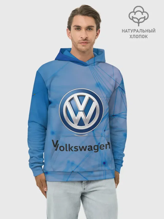 Худи мужской базовый хлопок с принтом «Volkswagen — Фольцваген»