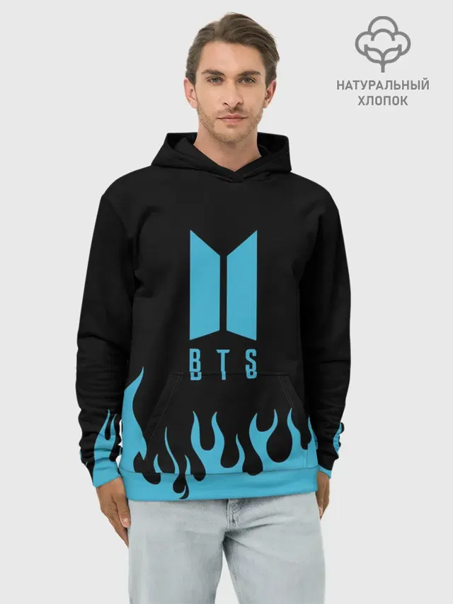 Худи мужской базовый хлопок с принтом «BTS»