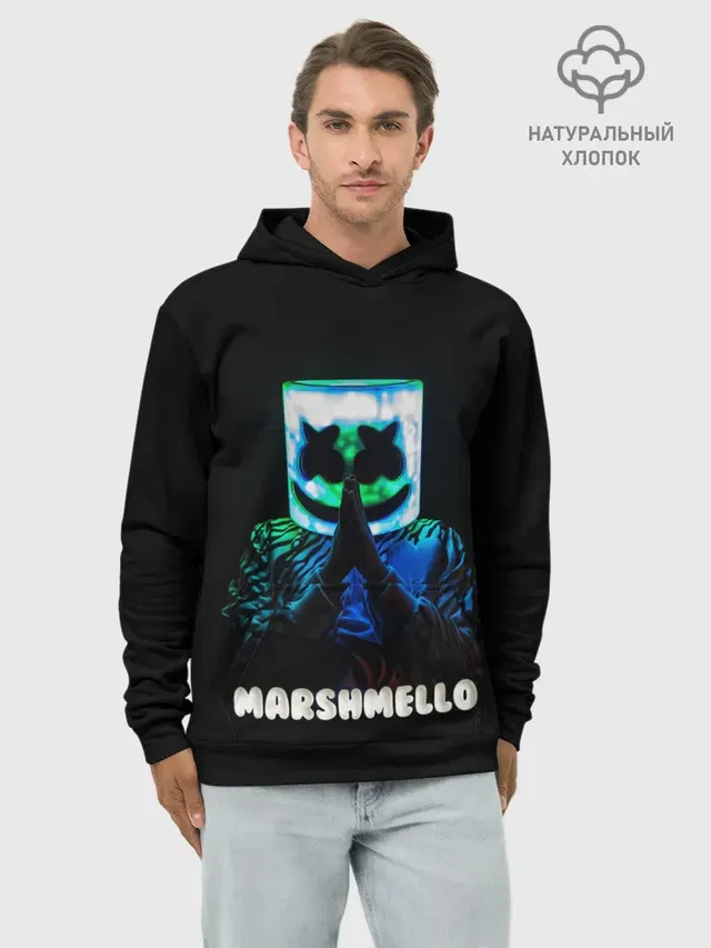 Худи мужской базовый хлопок с принтом «Marshmello»