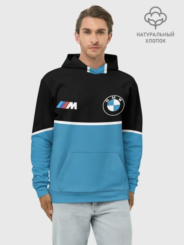 Худи мужской базовый хлопок с принтом «BMW»