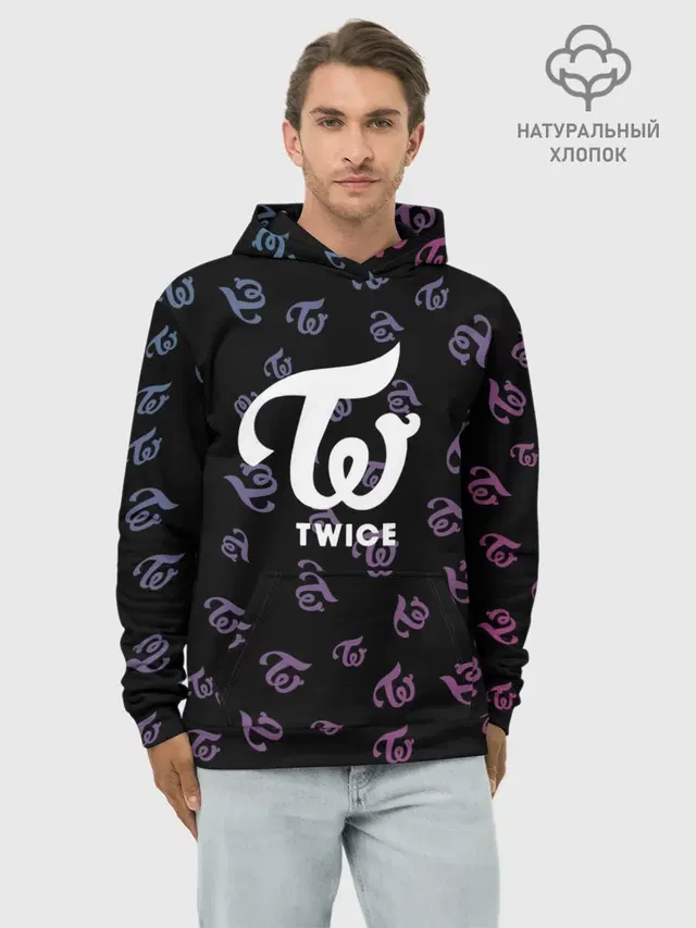 Худи мужской базовый хлопок с принтом «Twice»