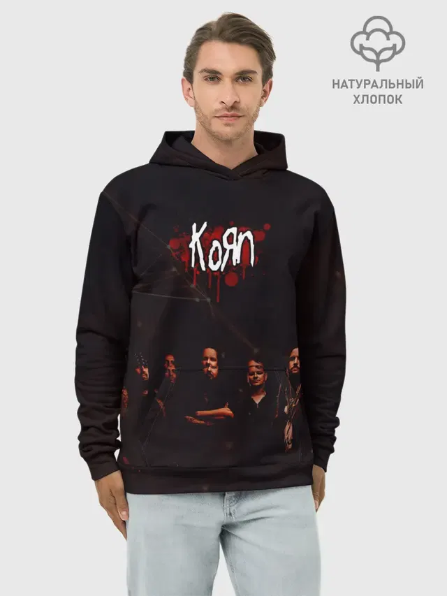 Худи мужской базовый хлопок с принтом «KoЯn — Korn»