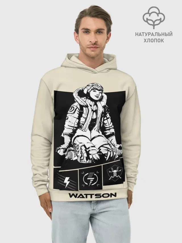 Худи мужской базовый хлопок с принтом «Apex Legends Wattson»