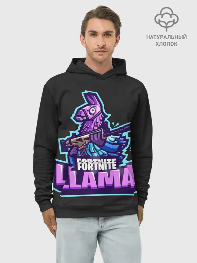 Худи мужской базовый хлопок с принтом «Фортнайт — Fortnite LLAMA»