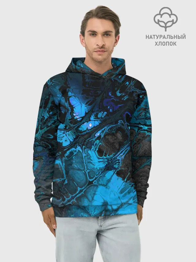 Худи мужской базовый хлопок с принтом «Абстракция — Nu abstracts art»