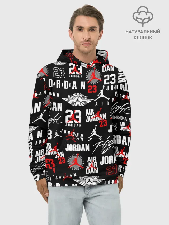 Худи мужской базовый хлопок с принтом «НБА — MICHAEL JORDAN LOGOBOMBING»