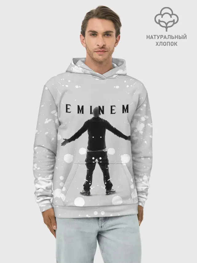 Худи мужской базовый хлопок с принтом «Eminem — ЭМИНЕМ»