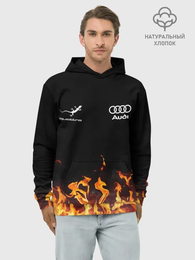 Худи мужской базовый хлопок с принтом «Audi — Audi Ауди»