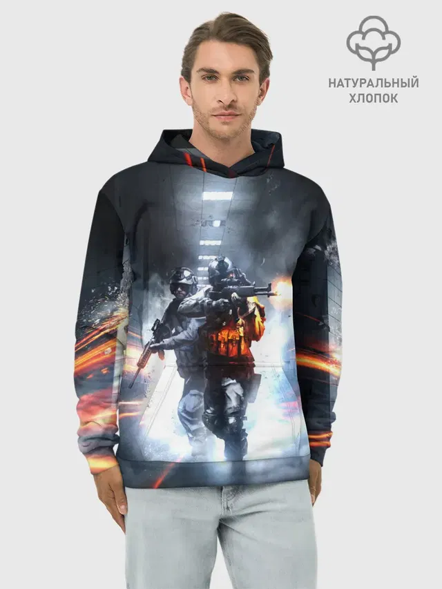 Худи мужской базовый хлопок с принтом «Battlefield 3»