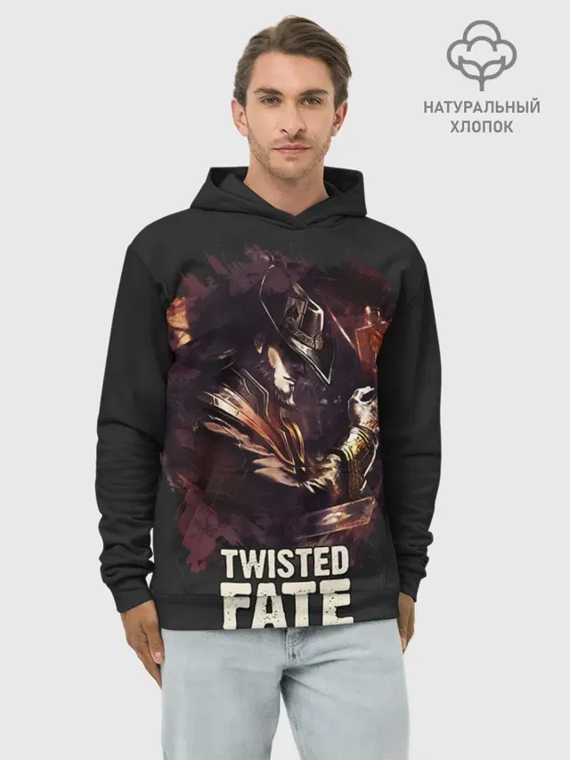 Худи мужской базовый хлопок с принтом «Twisted Fate»