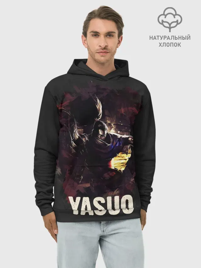 Худи мужской базовый хлопок с принтом «Samurai — Yasuo»