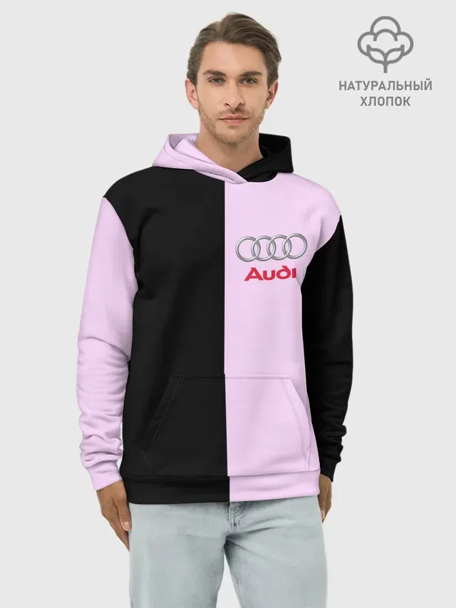 Худи мужской базовый хлопок с принтом «Audi — AUDI PINK»