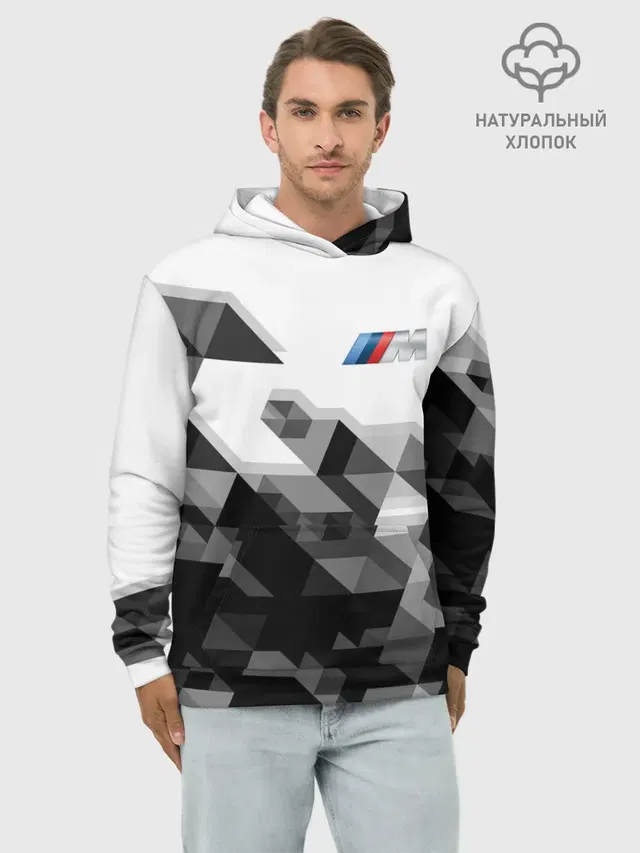 Худи мужской базовый хлопок с принтом «BMW»