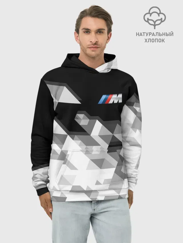 Худи мужской базовый хлопок с принтом «BMW»