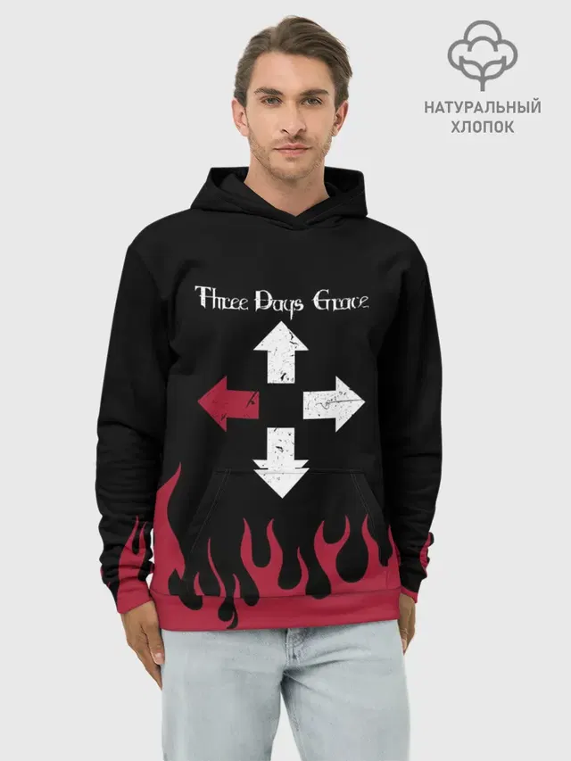 Худи мужской базовый хлопок с принтом «Three Days Grace»