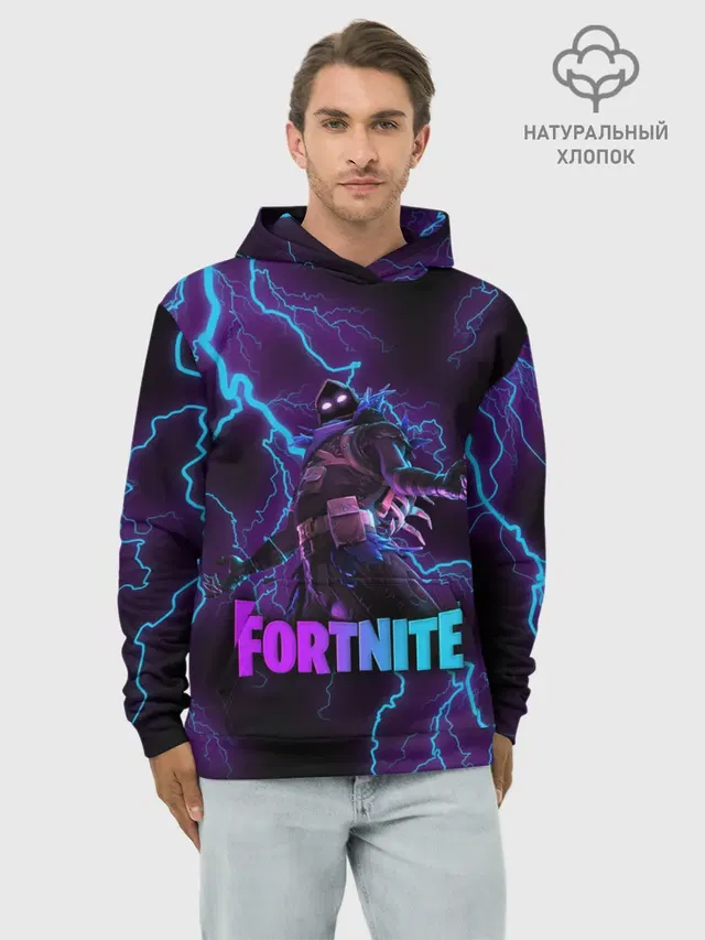 Худи мужской базовый хлопок с принтом «Фортнайт — FORTNITE RAVEN»