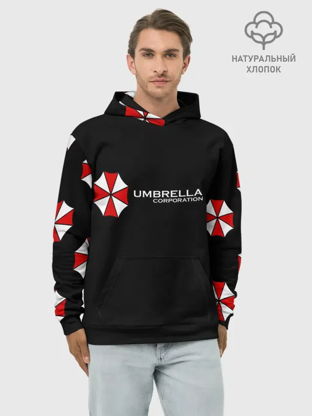 Худи мужской базовый хлопок с принтом «Корпорация Umbrella — Umbrella Corporation»