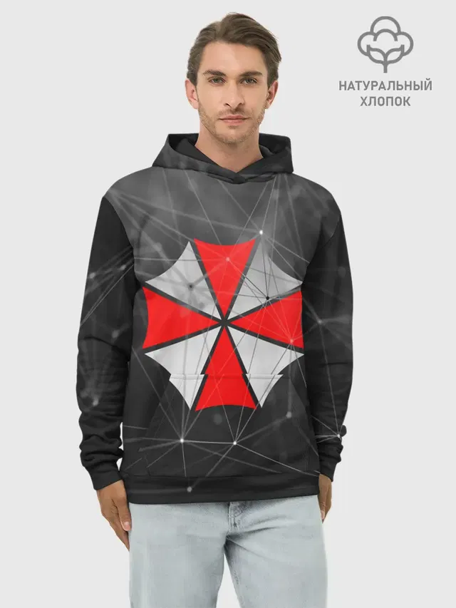 Худи мужской базовый хлопок с принтом «Plexus network — UMBRELLA CORP»