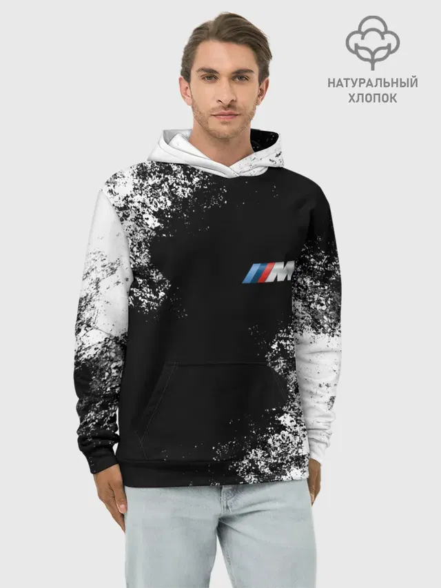 Худи мужской базовый хлопок с принтом «BMW»
