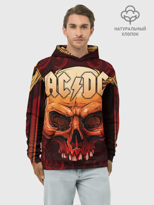 Худи мужской базовый хлопок с принтом «AC/DC»