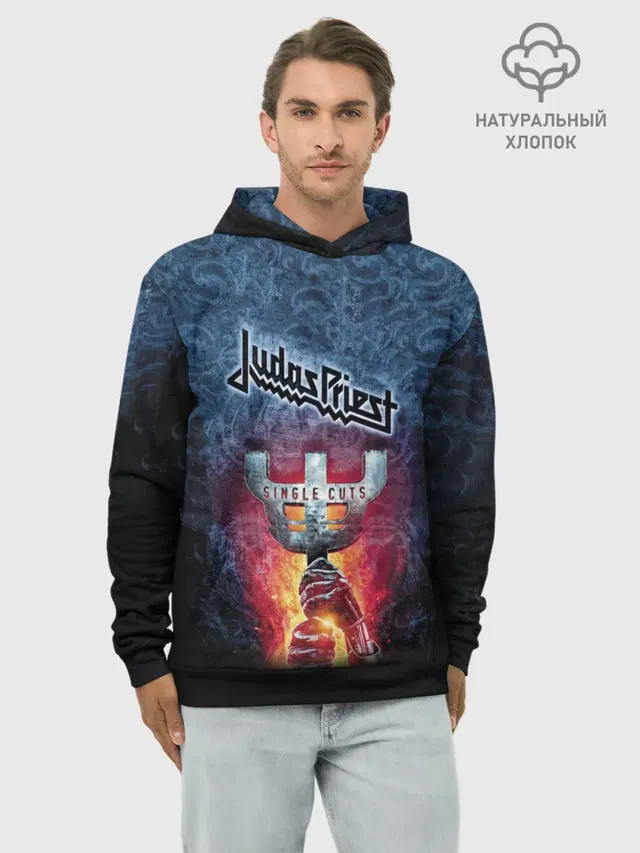 Худи мужской базовый хлопок с принтом «heavy metal»