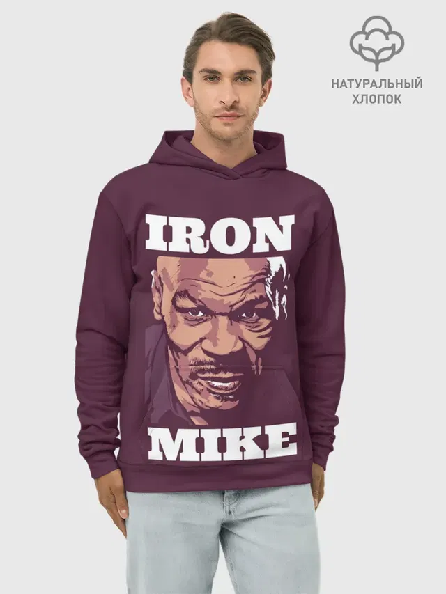 Худи мужской базовый хлопок с принтом «Бокс — Mike Tyson»