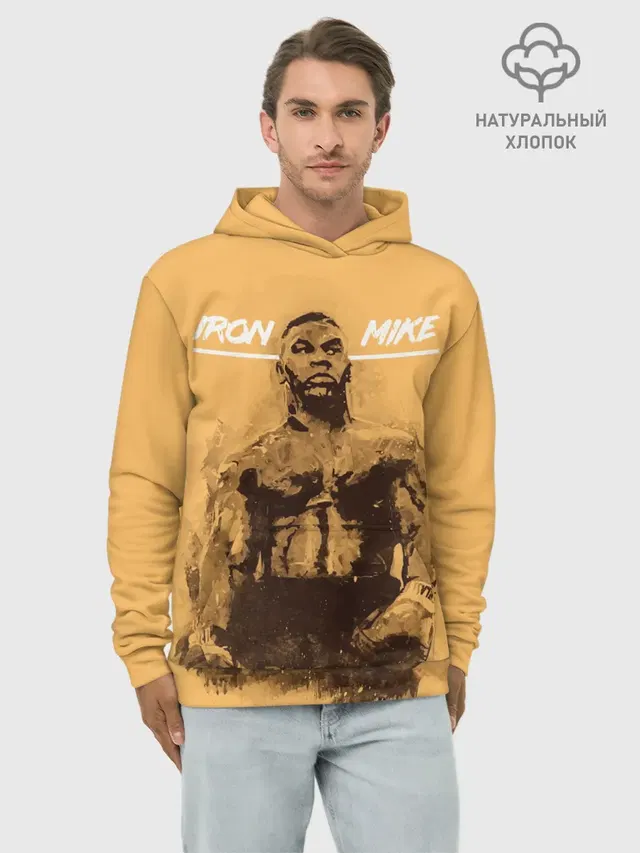Худи мужской базовый хлопок с принтом «Майк Тайсон — Iron Mike»