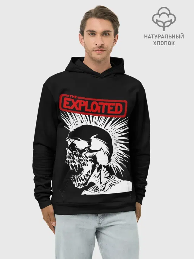 Худи мужской базовый хлопок с принтом «Разный рок — The Exploited»