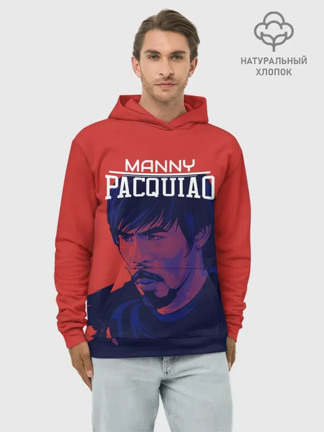 Худи мужской базовый хлопок с принтом «Бокс — Manny Pacquiao»