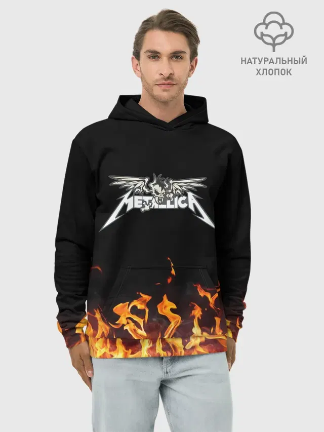 Худи мужской базовый хлопок с принтом «Metallica»