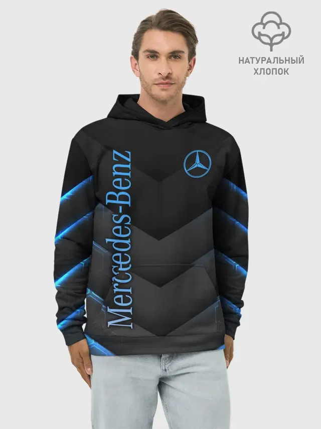 Худи мужской базовый хлопок с принтом «Chevron pattern — Mercedes-Benz»