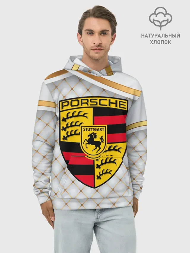 Худи мужской базовый хлопок с принтом «Porsche»