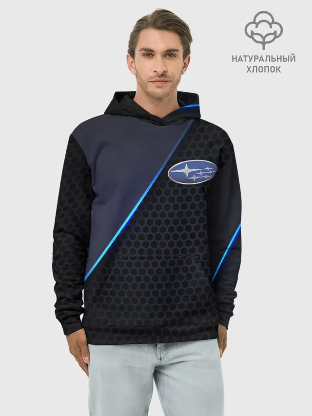 Худи мужской базовый хлопок с принтом «Subaru»