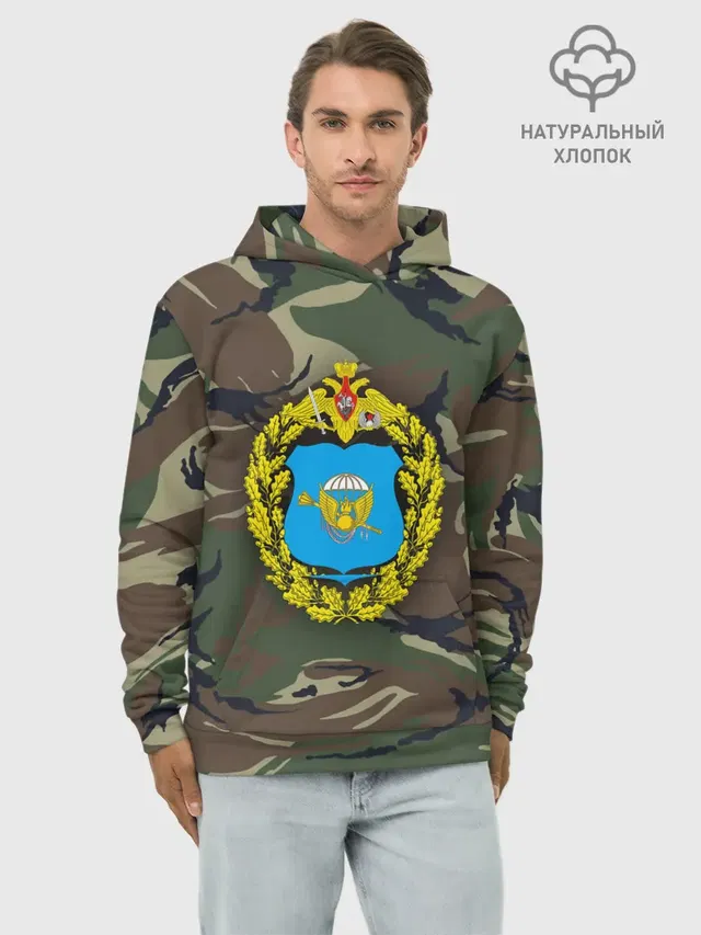 Худи мужской базовый хлопок с принтом «ВДВ»