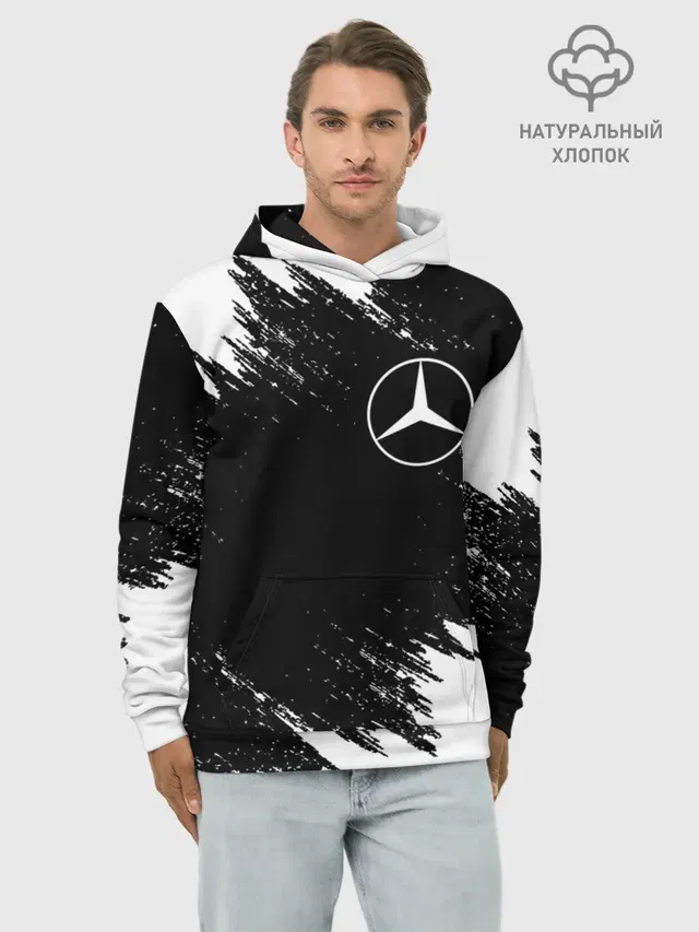 Худи мужской базовый хлопок с принтом «Mercedes Мерседес»
