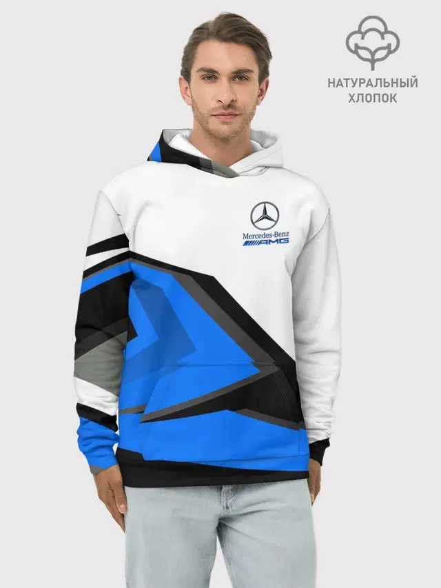 Худи мужской базовый хлопок с принтом «Merсedes — Mercedes-AMG»