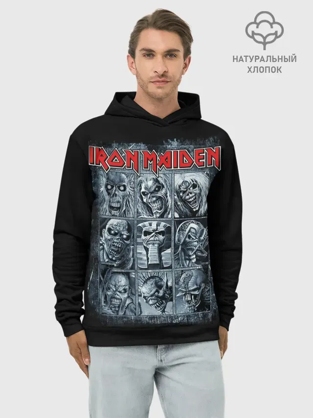 Худи мужской базовый хлопок с принтом «Iron Maiden»